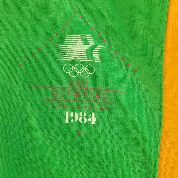 Vintage Levis 1984 Olympic Games Staff Polo Size Medium Green Yellow EUC - Picture 2 of 10